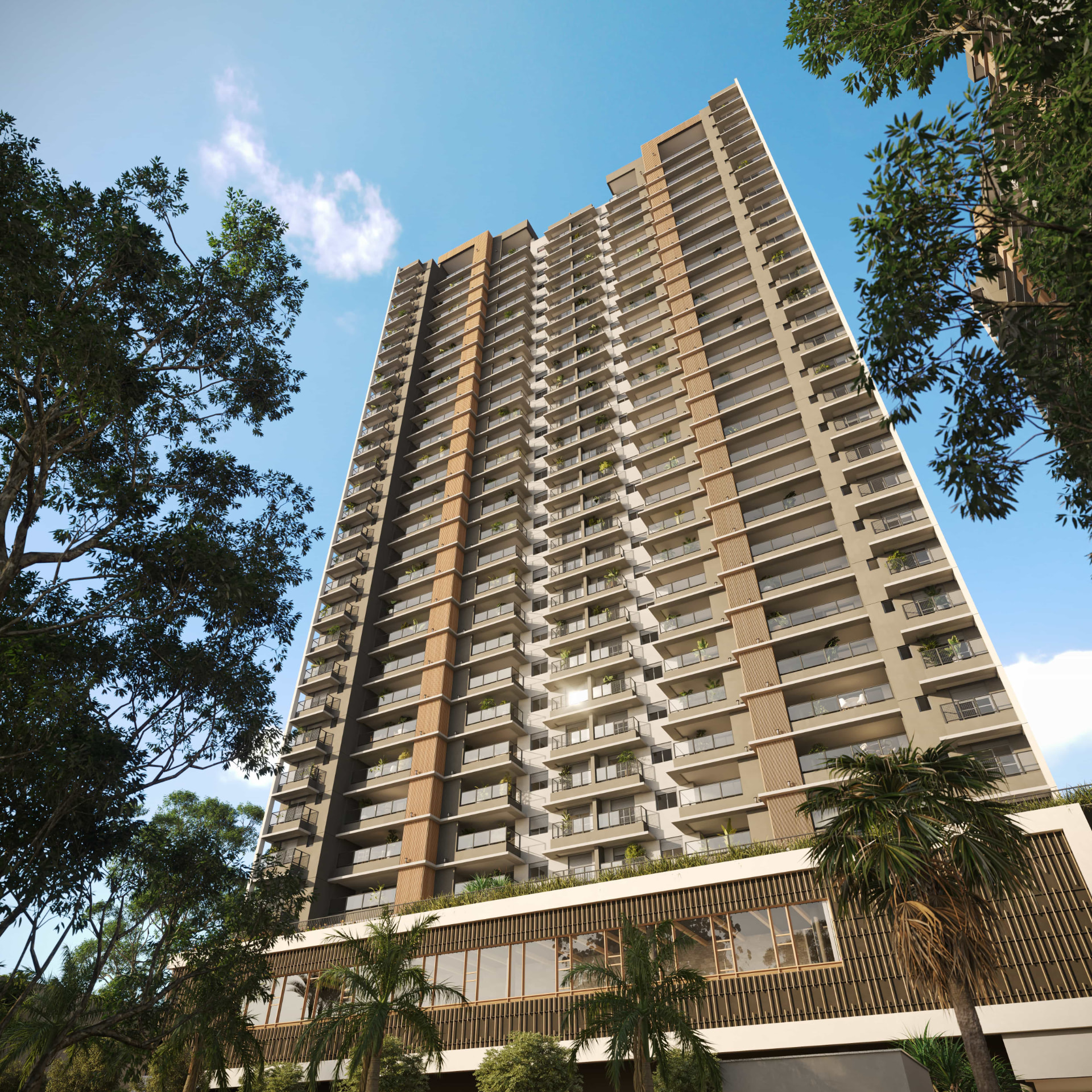Fachada da torre do NID Residencial Alphaville